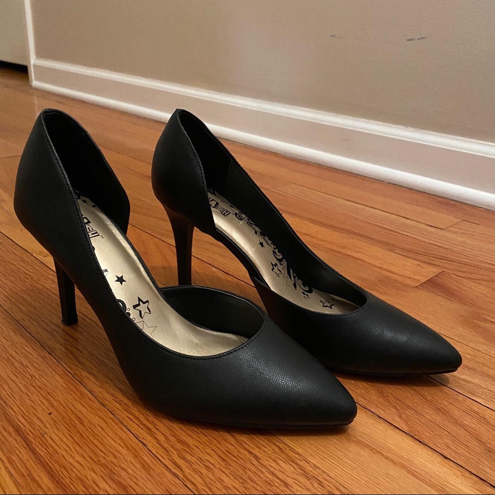 Black Faux Leather Heels